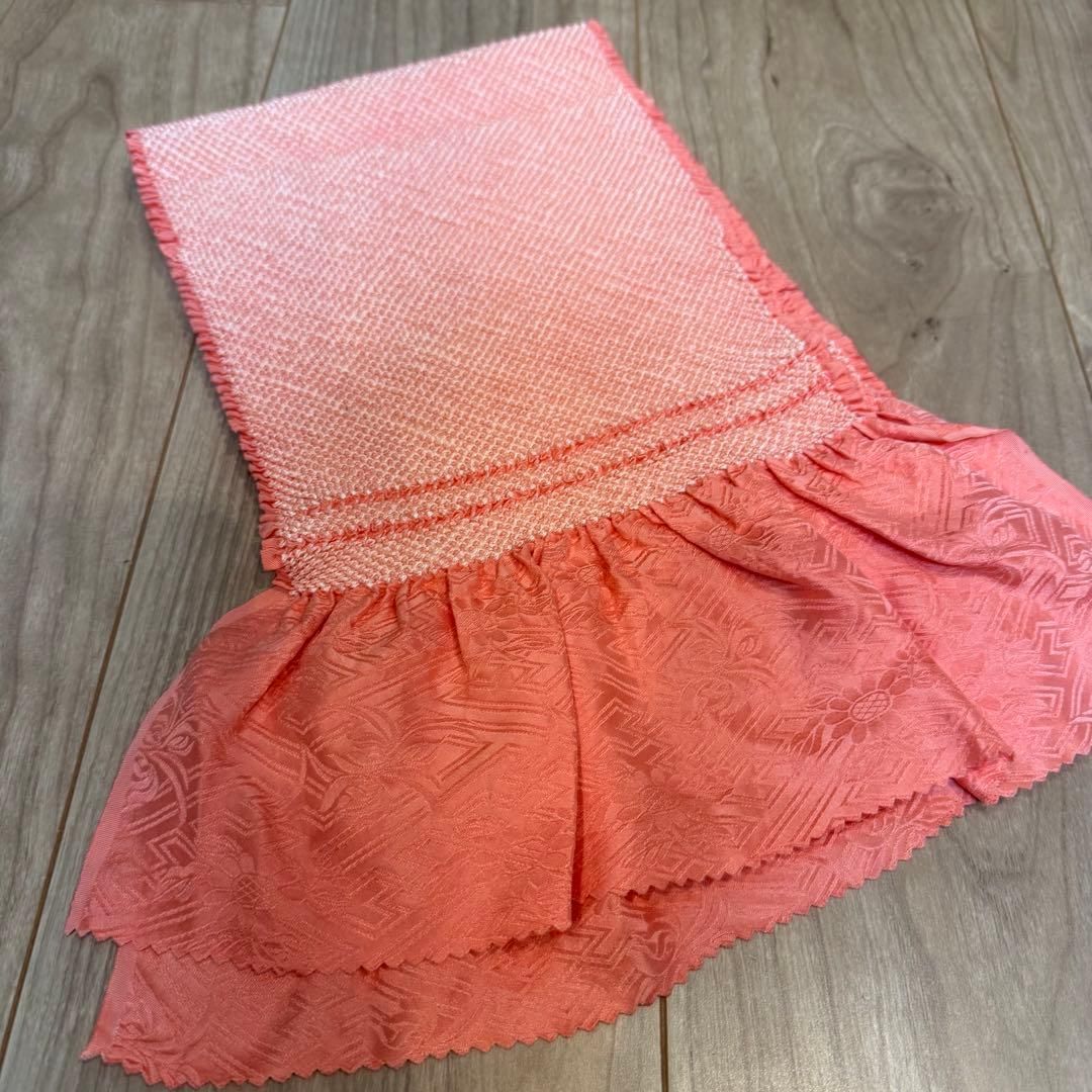 超美品 正絹 振袖用 帯揚げ 帯締め 刺繍半衿 飾り紐 4点セット ピンク