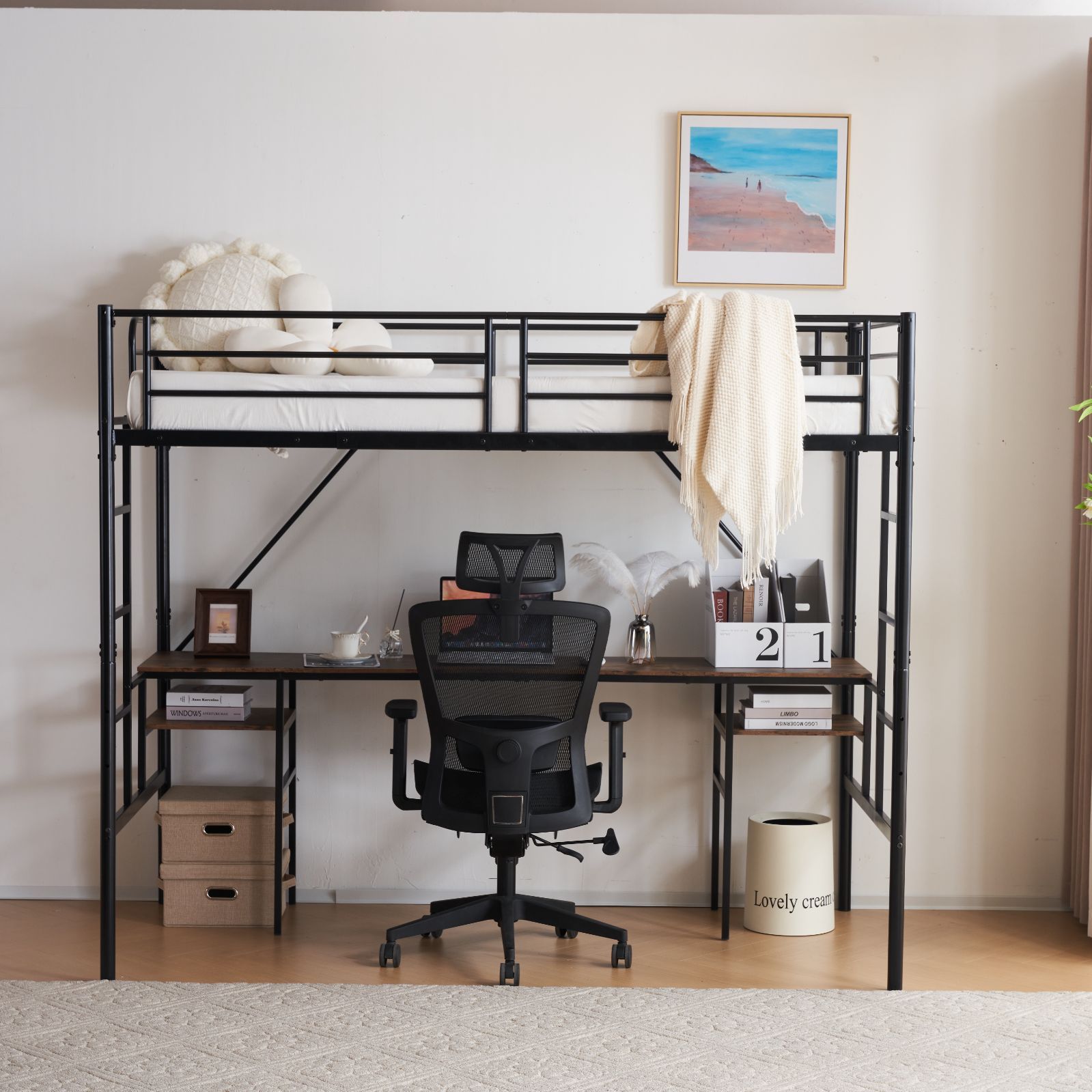 限定価格】NANAMIxBEDシステムベット ロフトベッド シングル デスク