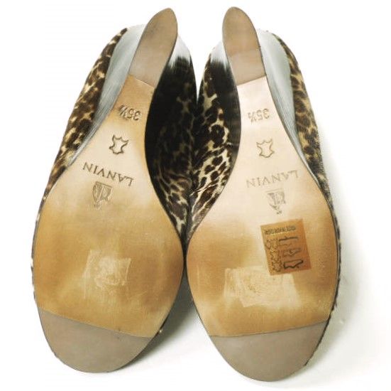 新品 LANVIN ランバン ポルトガル製 レオパードハラコウェッジソール