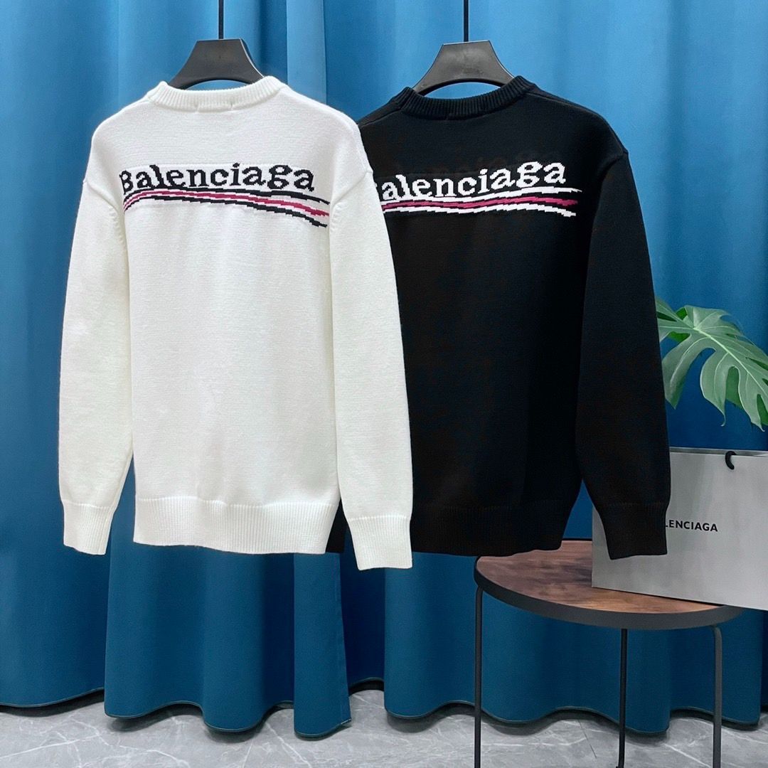 BALENCIAGA　ロゴ  長袖  ウール  ニットセーター  男女兼用