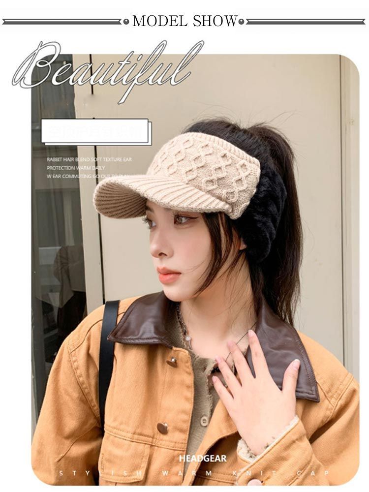 サンバイザーグレー ニット帽 ゴルフ スポーツ　防寒 耳カバー 毛糸 ファー 楽天市場】耳あて ゴルフウェア レディース 韓国 サンバイザー
