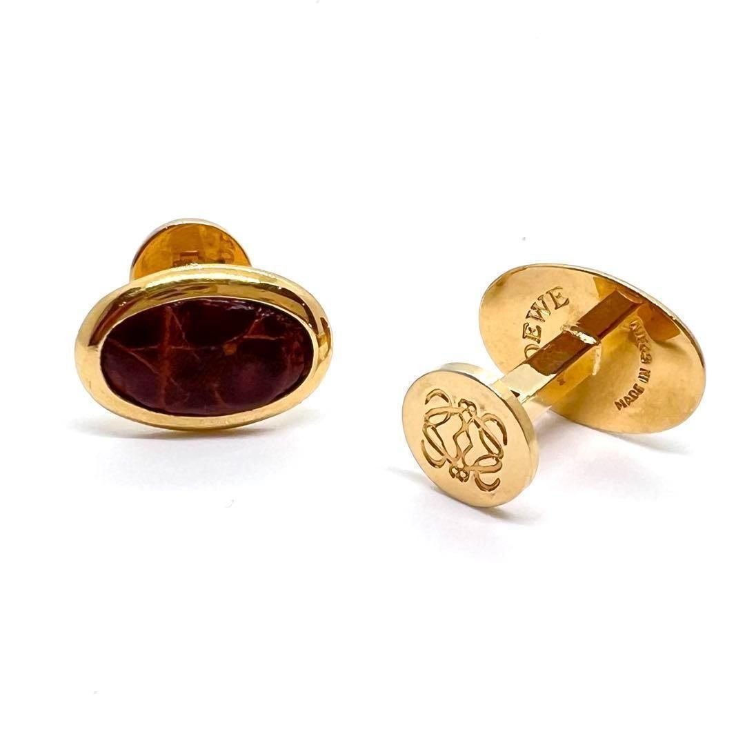 美品☆ LOEWE ロエベ カフス レザー ゴールド 楕円 アナグラム - メルカリ 