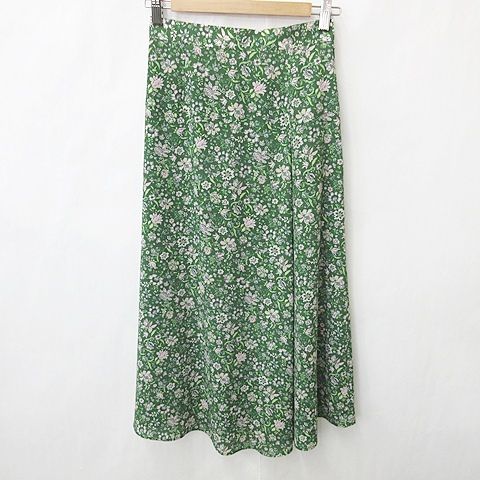 トッカ TOCCA スカート フレアースカート ロング丈 花柄 緑 ピンク