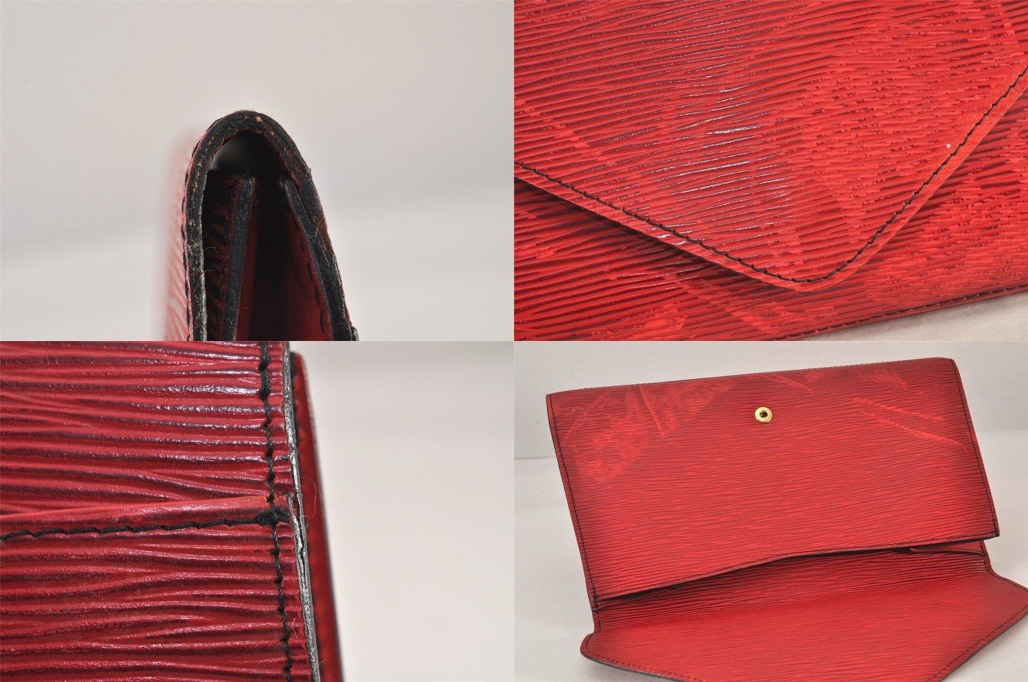 Louis Vuitton エピレザー クラッチバッグ レッド LOUIS VUITTON Sevigne Clutch Shoulder Bag RED Epi Leather