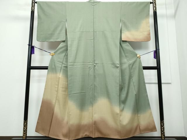 平和屋着物○訪問着 紬地 ろうけつ染め 霞文 正絹 逸品 AAAV7381zg