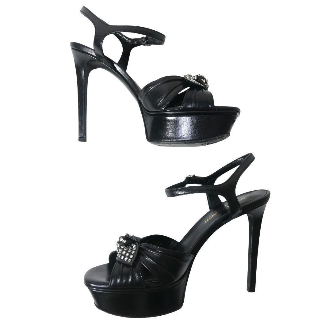 美品 SAINT LAURENT PARIS サンローラン サンダル パンプス リボン 