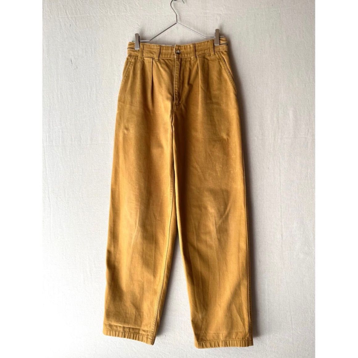 80s 90s Nigel Cabourn パンツ | 2 コットン マスタード riri ジップ サイドアジャスター タック ビンテージ P5-02037-1500