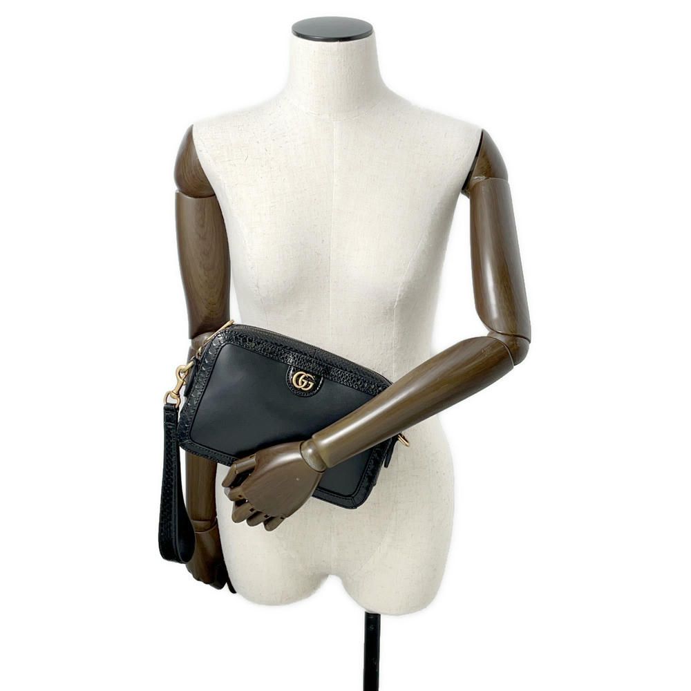 グッチ GUCCI ショルダーバッグ GGマーモント レザー/パイソン ブラック レディース 710861 送料無料【中古】 z9172 グッチ ショルダーバッグ GGマーモント パイソン 710861 GUCCI 2way