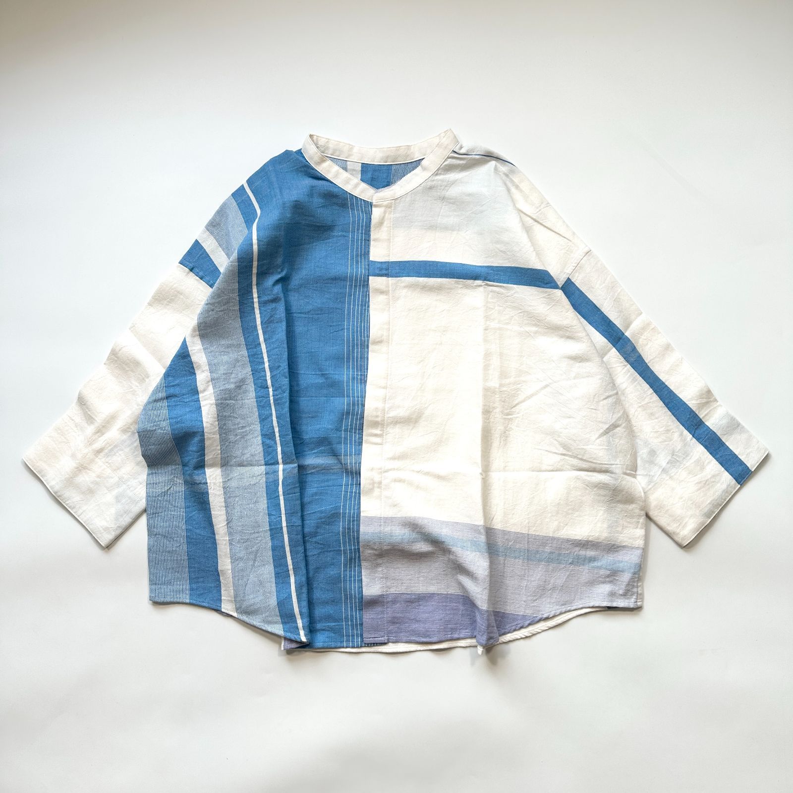 美品】tamaki niime flat 長袖シャツ バンドカラー コットン FREE 