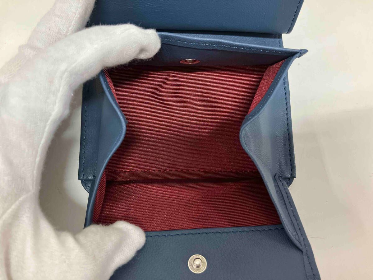 新品  クロコダイル　シャイニング加工　二つ折財布  ブルー sankyo shokai（三京商会） [19%offクーポン]クロコダイル 二つ折り
