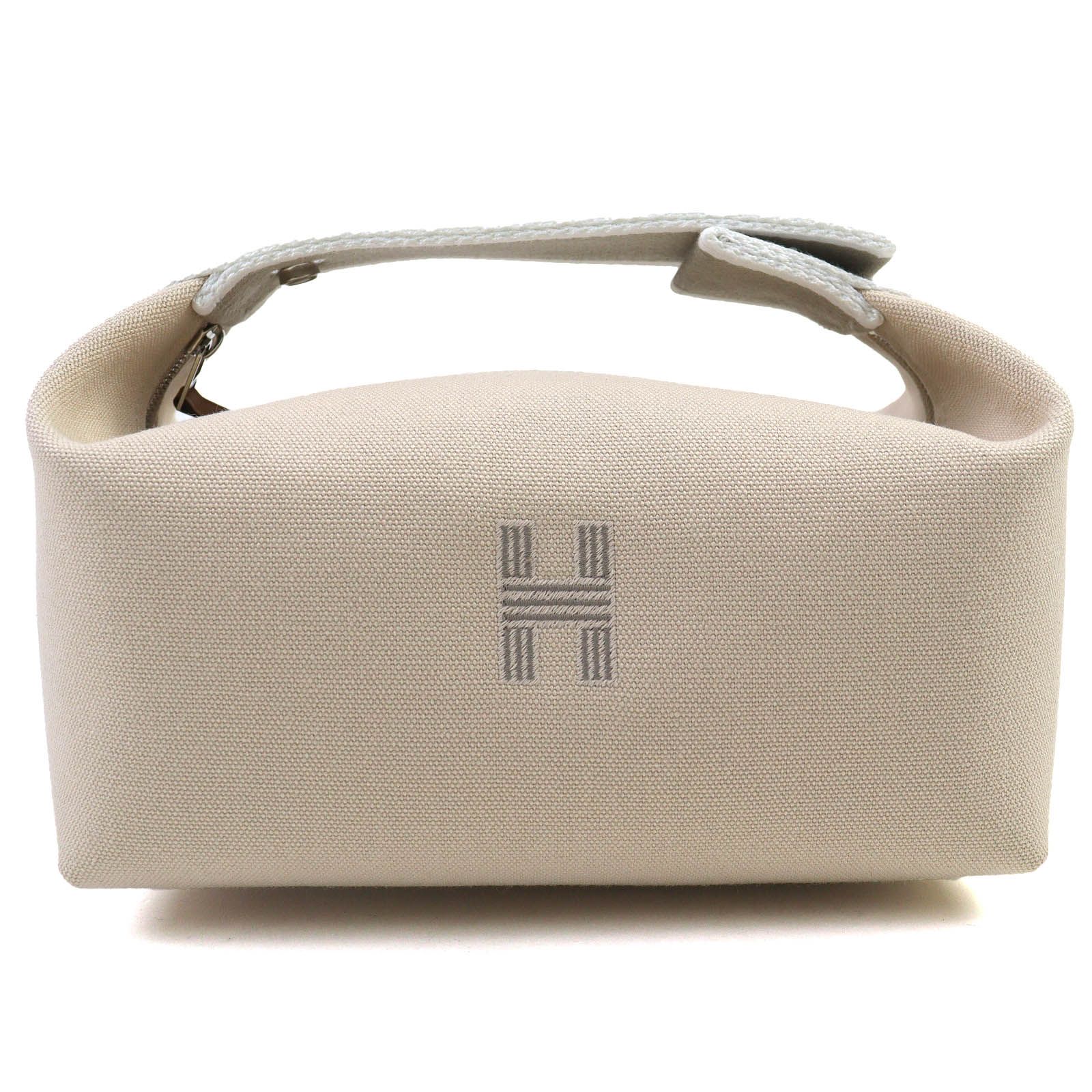 ♥品△HERMES エルメス ブリッド ア ブラック PM コットン100％ ナチュラル シルバー金具 Hロゴ ハンドバック ポーチ フランス製 レディース 大人気 オススメ◎