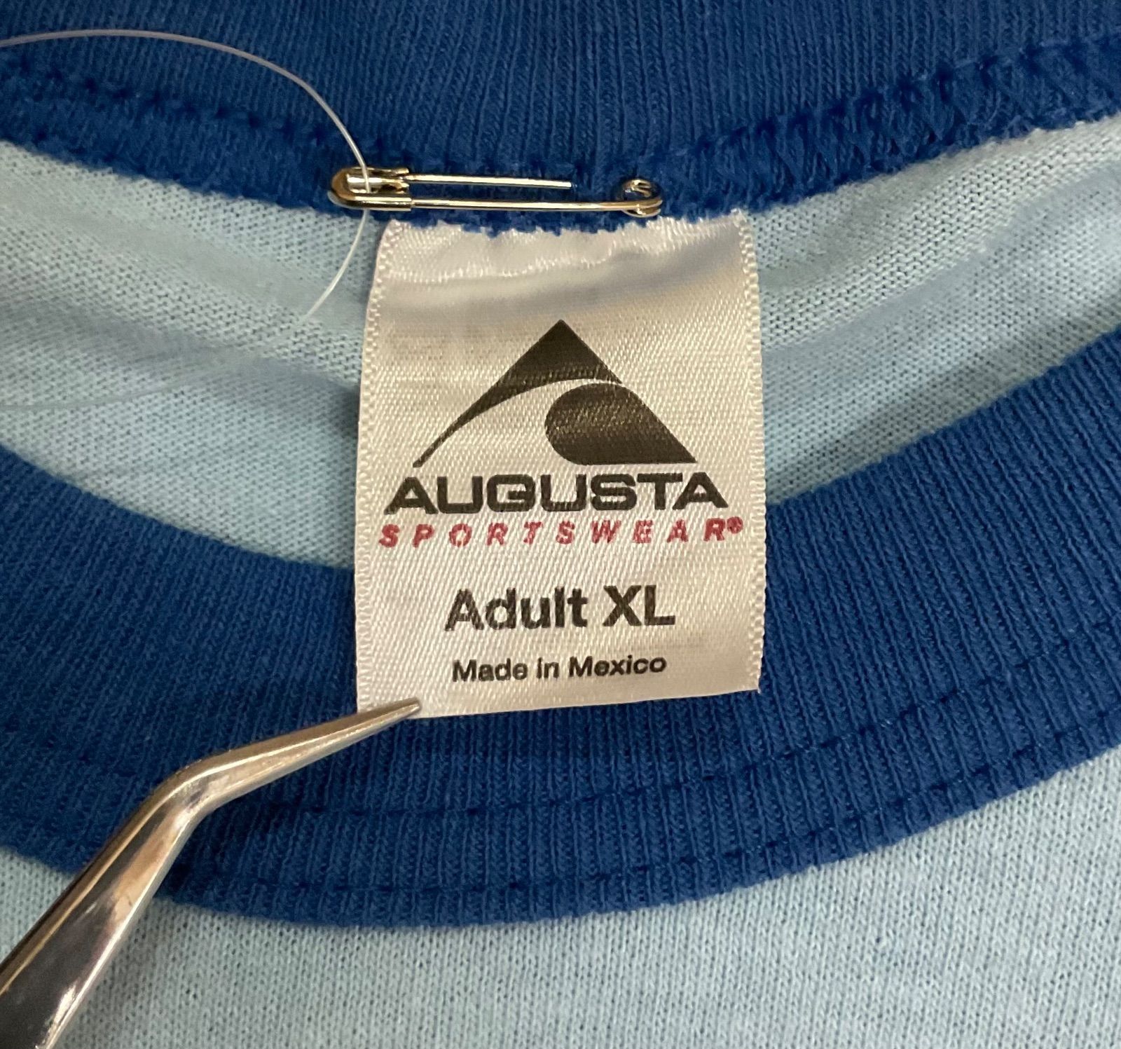 AUGUSTA オーガスタ リンガーTシャツ ビッグプリント メンズXL ブルー 古着 中古 80037