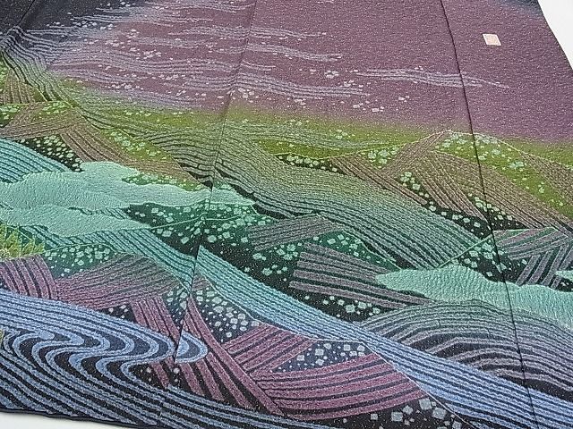 平和屋本店□極上 十日町 名門 滝泰謹製 訪問着 朧染め 襲ね絞り 相良