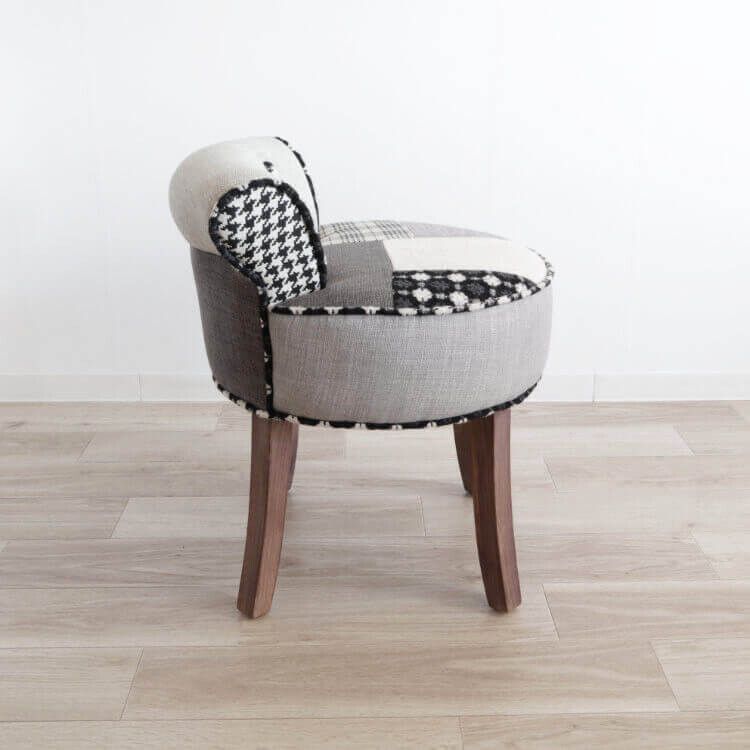 パッチワークデザインチェアー ライトグレー 椅子 イス スツール パッチワーク 腰掛 インテリア おしゃれ