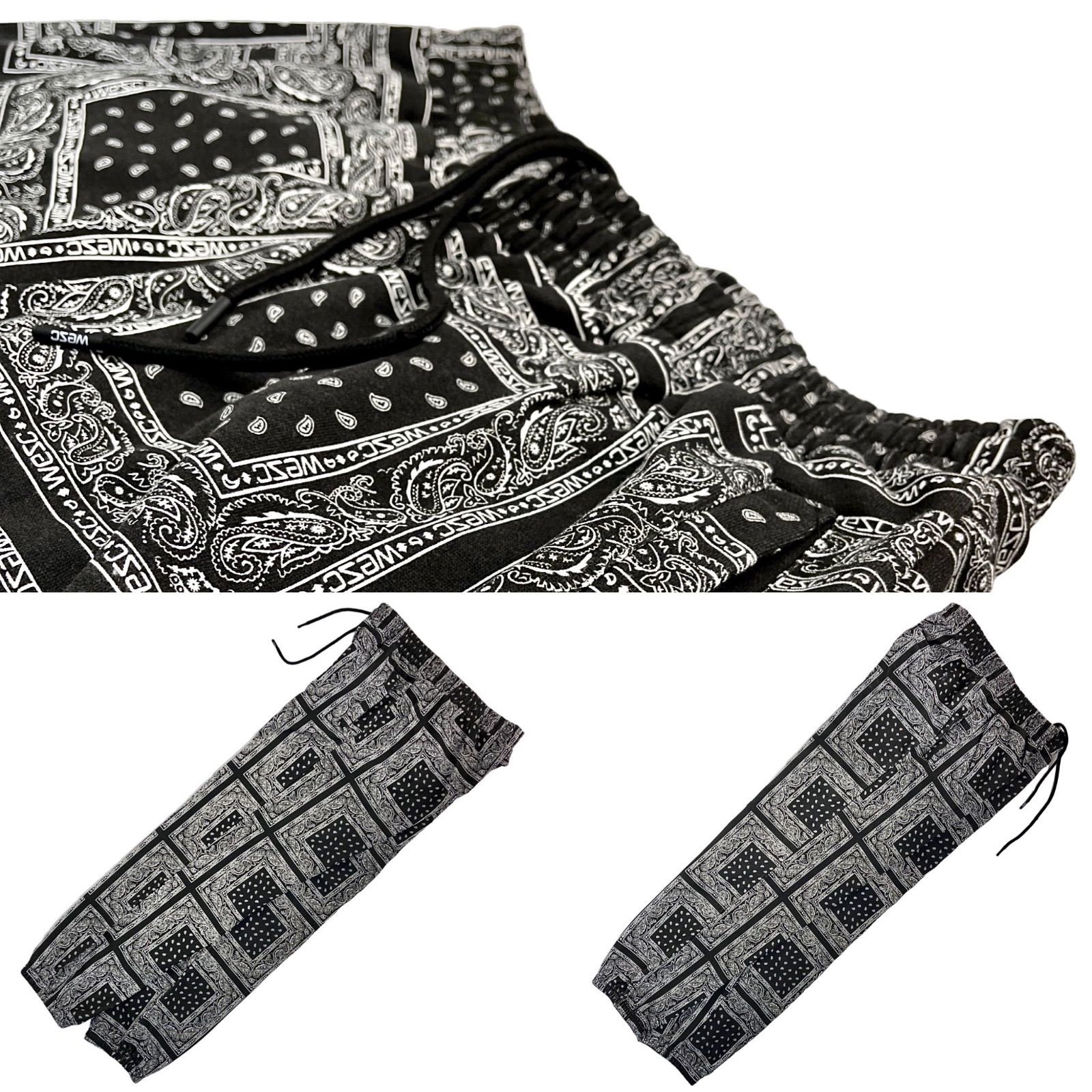 新品 WeSC ペイズリー バンダナ総柄 ルーズ ユニセックス スウェットパンツ