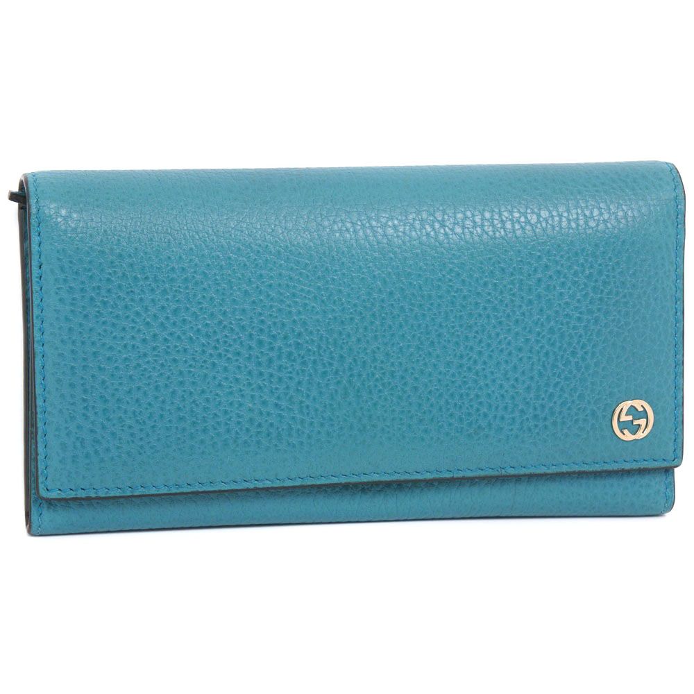 GUCCI】グッチ インターロッキングGG 449279 レザー 青緑 ユニ