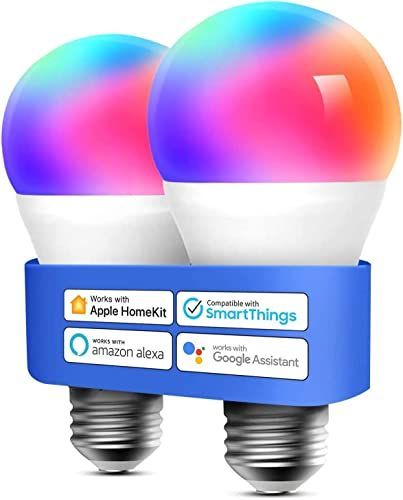 2個入り 【Apple製品対応】Meross スマートLED電球 E26 810lm 60W相当 スマホのSiriで家電を操作 全主要スマートスピーカー対応 HomeKit， Alexa， Google Home 調光調色 RGB/電球色/昼白色 ハブ/ブリッ