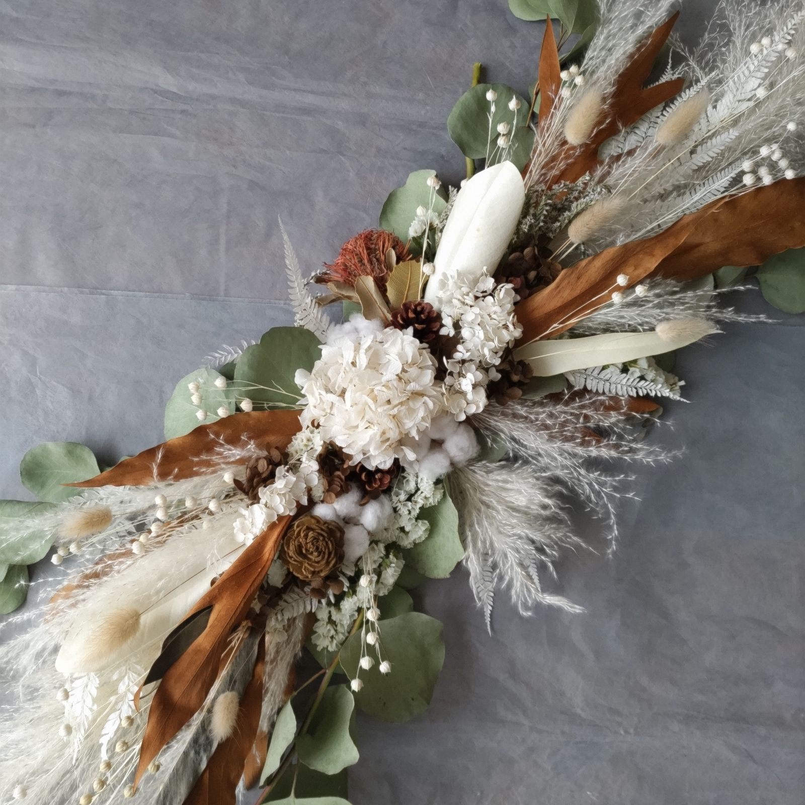 横長　スワッグ ドライフラワー　バースデーフォト 横長スワッグ アースカラー系 ニューボーン バースデーフォト ドライ