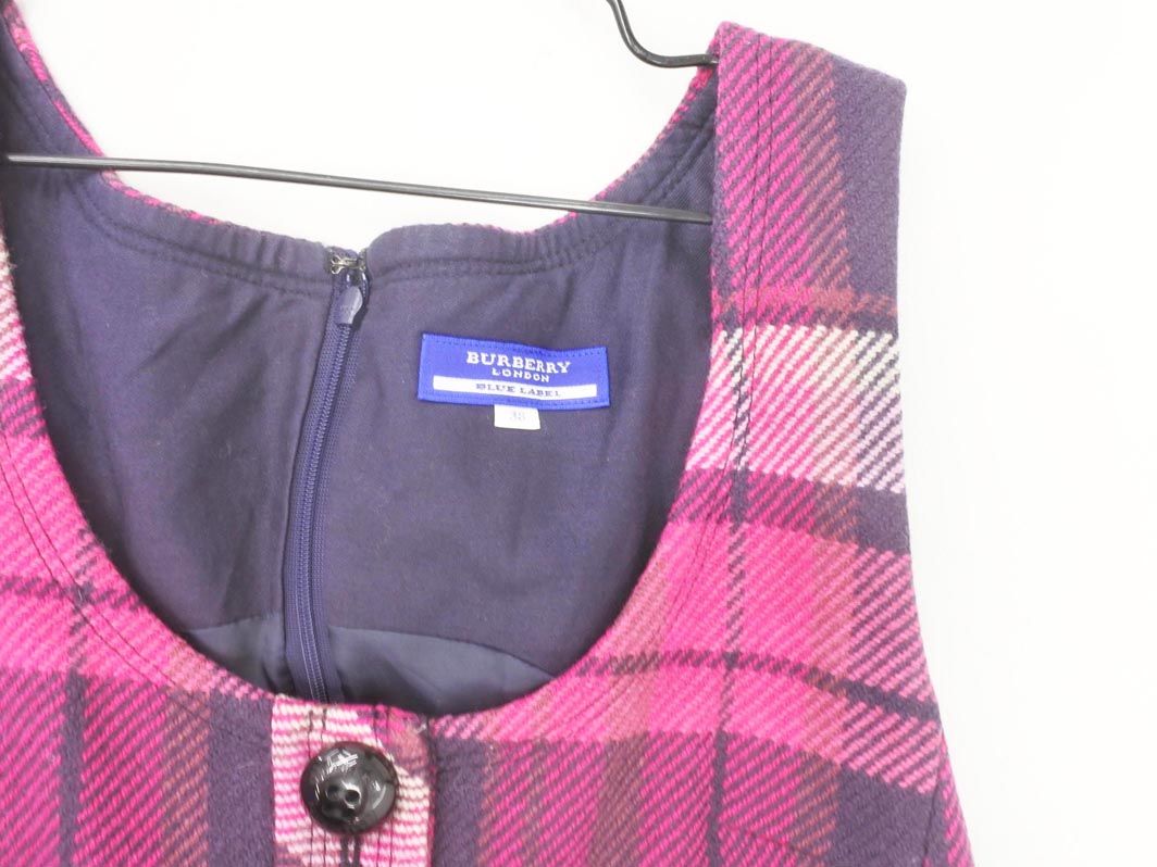 バーバリーブルーレーベル 膝丈ノースリーブワンピース ノバチェック ピンク 36 バーバリーブルーレーベル膝丈ノースリーブワンピースノバチェック