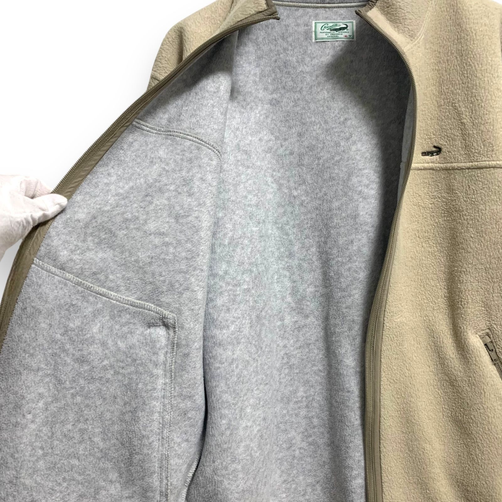 CROCODILE クロコダイル ベージュ フルジップ フリースジャケット M 