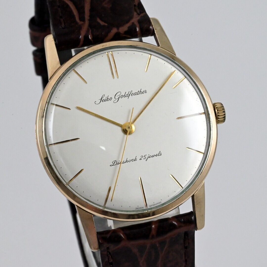SEIKO ゴールドフェザー手巻 14K GOLD FILLED 15008 OH済 ヴィンテージ 