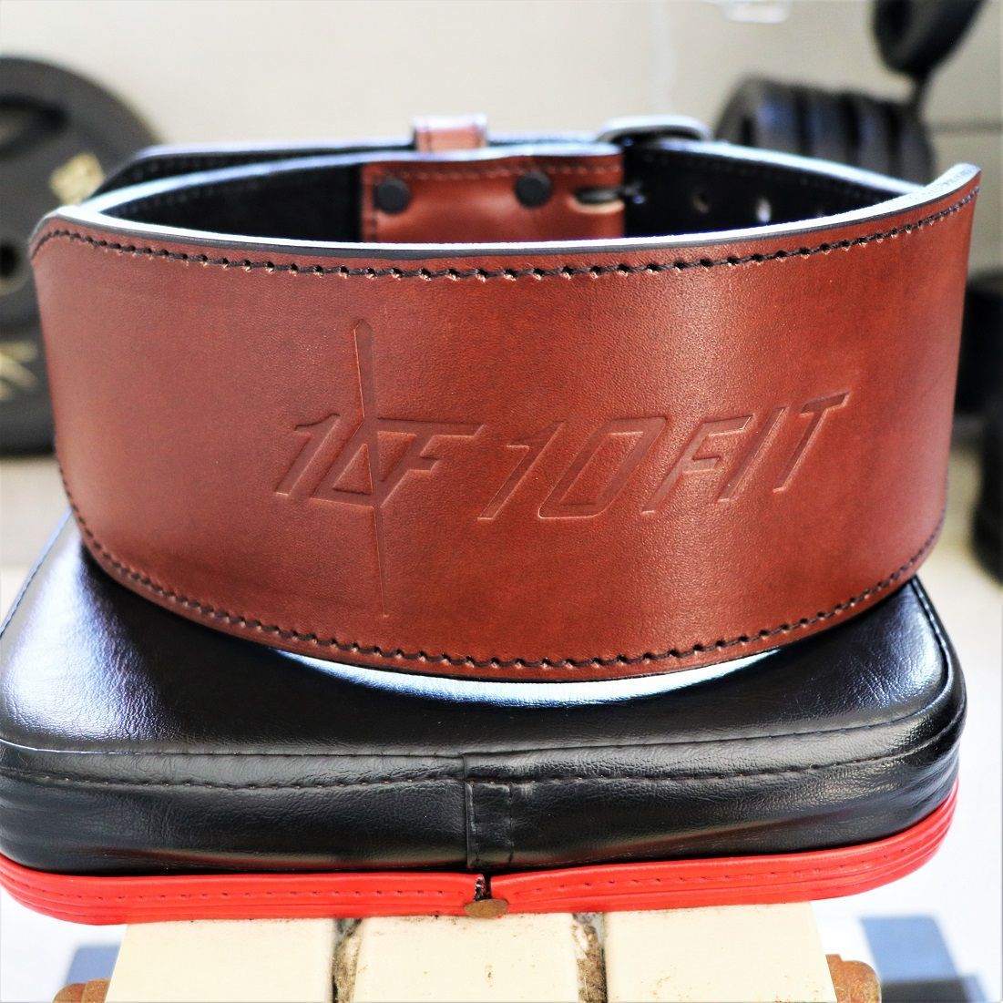 10FIT トレーニングベルト パワーベルト レザー ブラウン TE-91