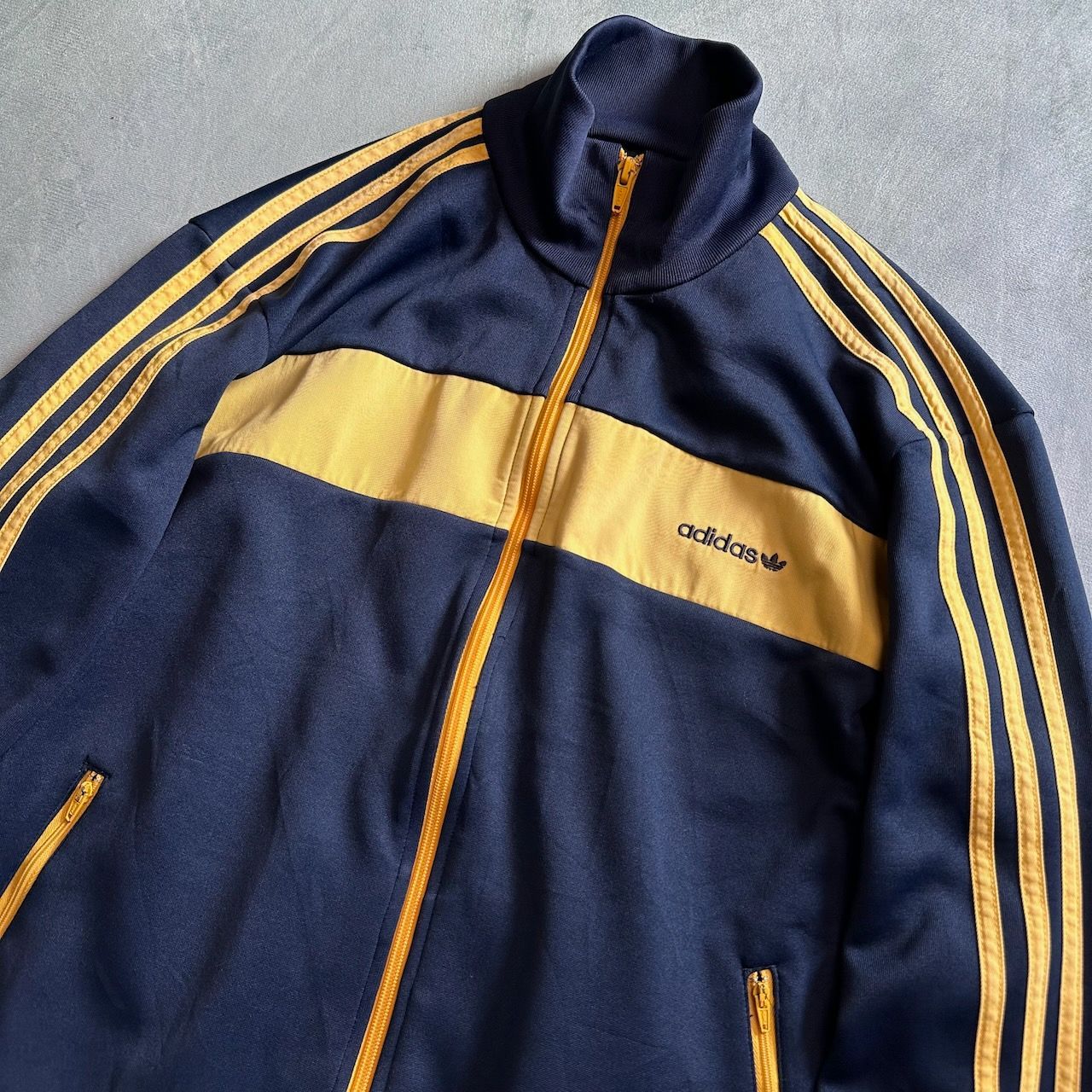 adidas アディダス トレフォイルロゴ ジャージ ネイビー L 暑
