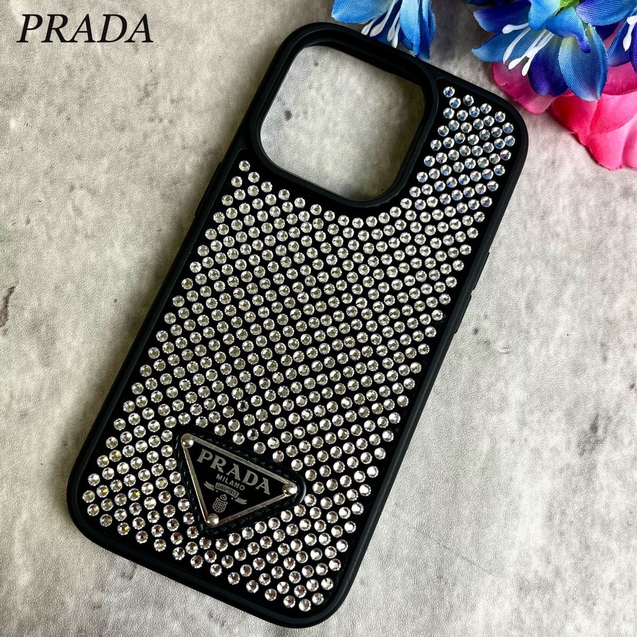 美品 箱付き✨】プラダ iPhone14pro ケース 三角ロゴ レザー 黒 ✨良品