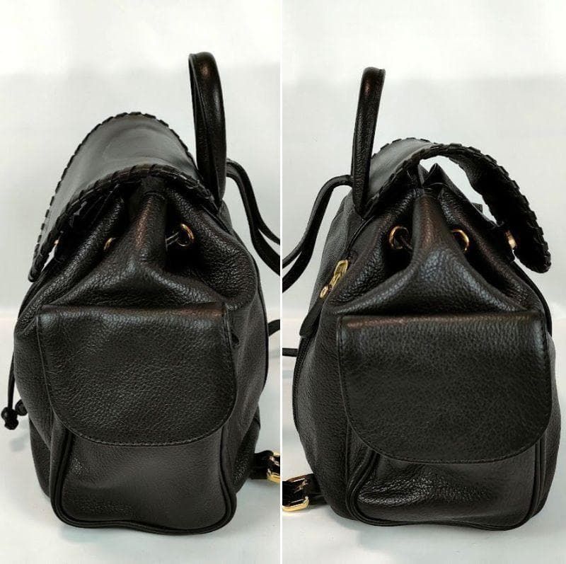 レア】ヴィンテージ クレージュ 本革 リュックシボ革 フラップ サイド