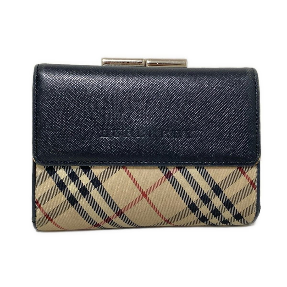 【BURBERRY】バーバリー Wホック ニつ折り財布 ベージュ/ブラック BURBERRY 二つ折り財布 ベージュ・ブラック BURBERRY】バーバリー W