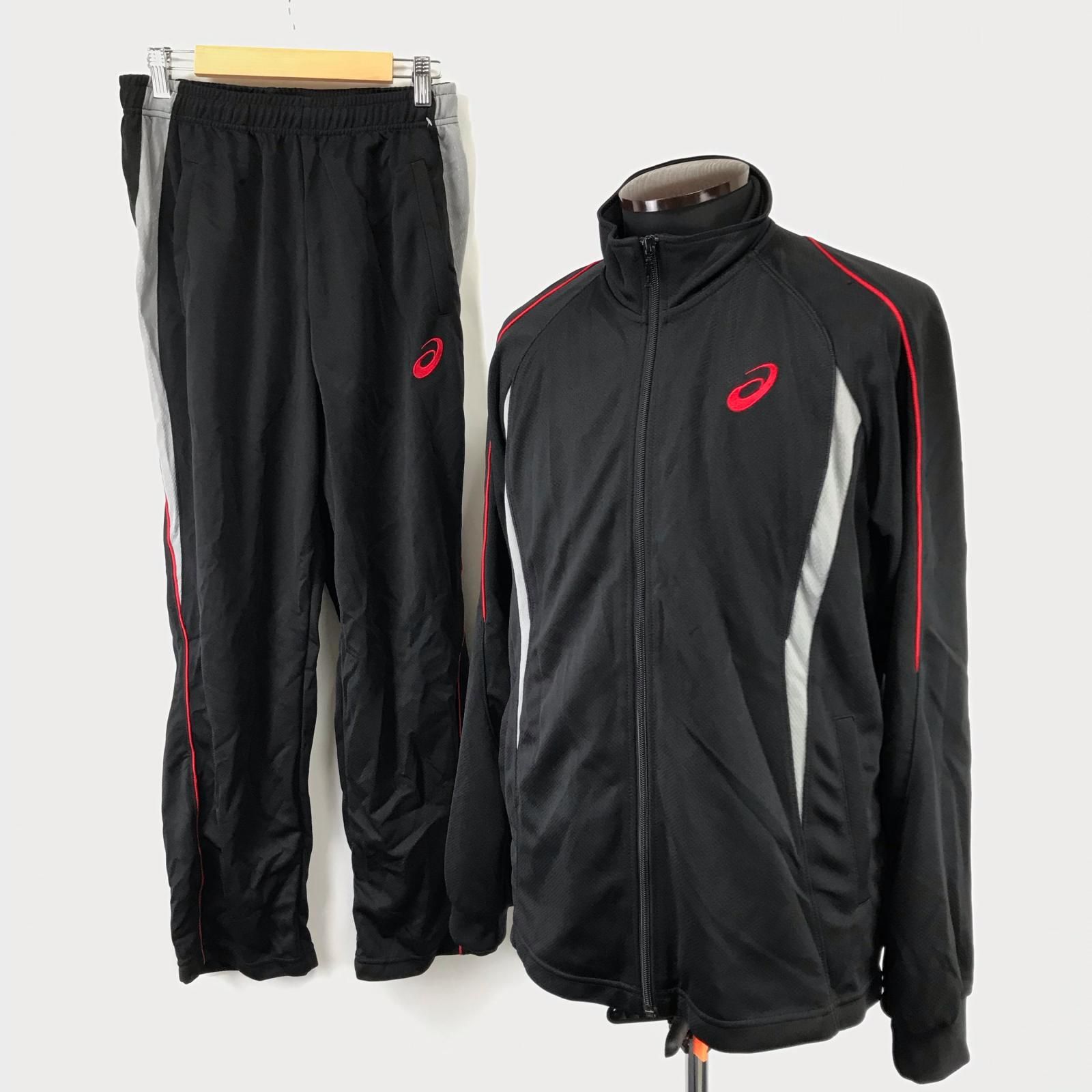 asics ブラック シャカシャカ上下セット　Oサイズ 美品☆asics/アシックス☆ジャージ/上下セットアップ【メンズM