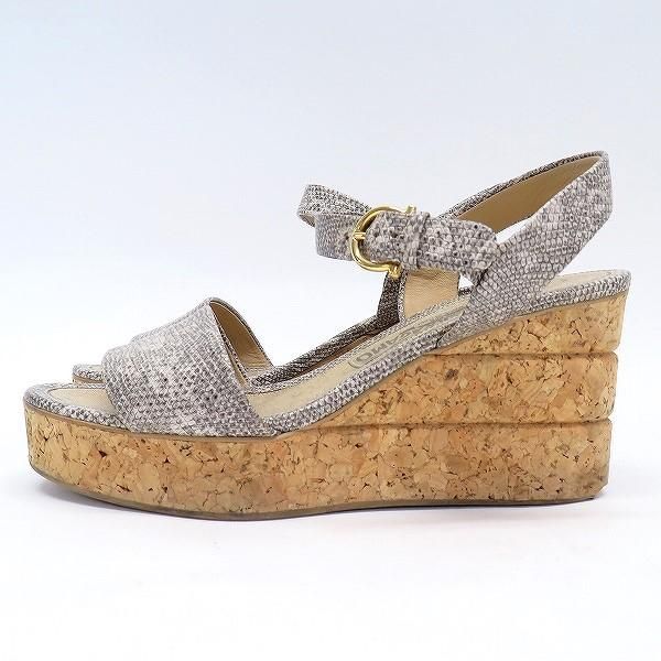 sxs フェラガモ Ferragamo サンダル 5+ D グレー系 コルクソール