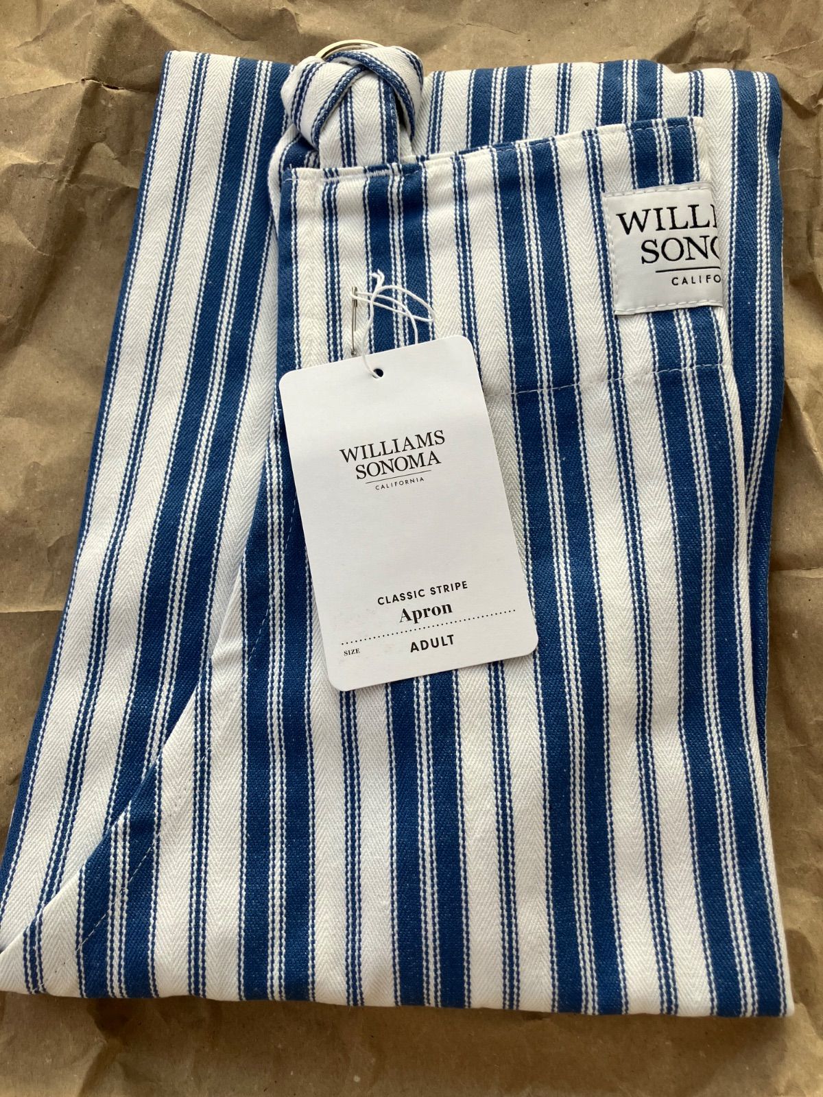 日本未入荷 Wiliams Sonoma ロゴ ストライプ クラシックエプロン