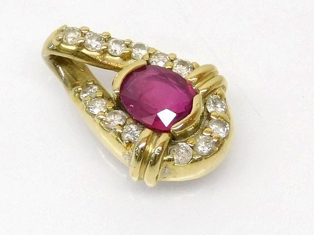 K18 ルビー 0.53ct ダイヤ 0.21ct □ ゴールド ペンダント トップ