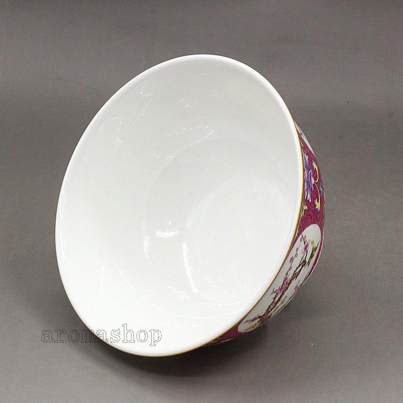 沙紅開窓ツル花鳥図菖蒲の鉢 陶磁器 装飾品 現代工芸品 美術品 置物