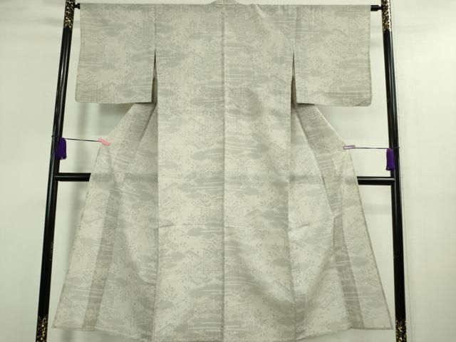 平和屋着物 上 夏物 越後夏結城物語 夏結城 100亀甲 御所解文 灰白色地 十日町白新染織謹製 証紙付き DZAA9168kh5