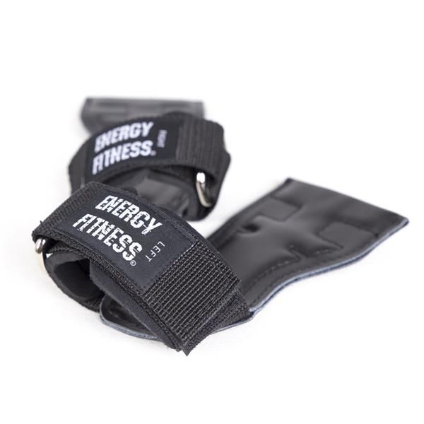 ENERGYFITNESS パワーグリップ 筋トレ 懸垂 リストラップ 日本ブランド ダンベル ウエイト トレーニンググローブ チンニング 握力補助 グローブ リストストラップ 初心者 本革 左右セット ブラ