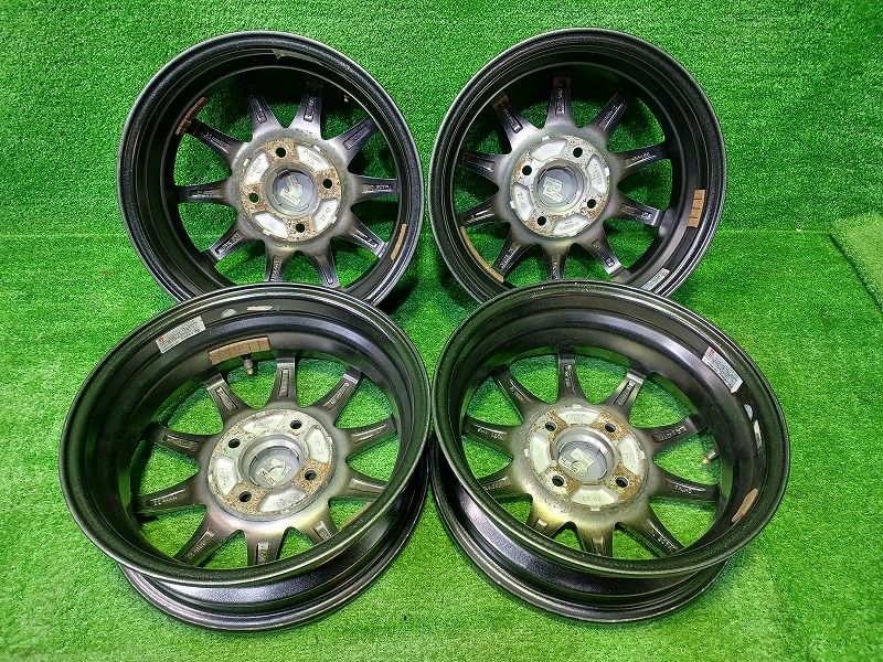 【品質数量】 社外 スポーツアヴェリア ｱﾙﾄ ホイール アルミ ガンメタ 13インチ 4.00B 4穴 4本 100 43