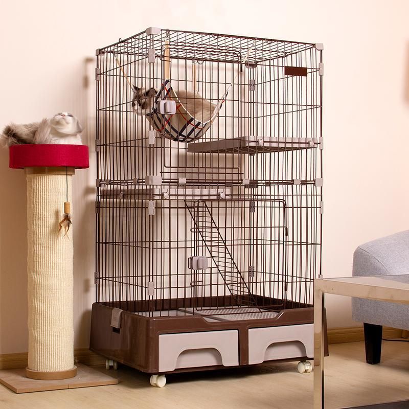 猫 ケージ キャットケージ 2段 猫トイレ付 キャスター付 ハンモック付 