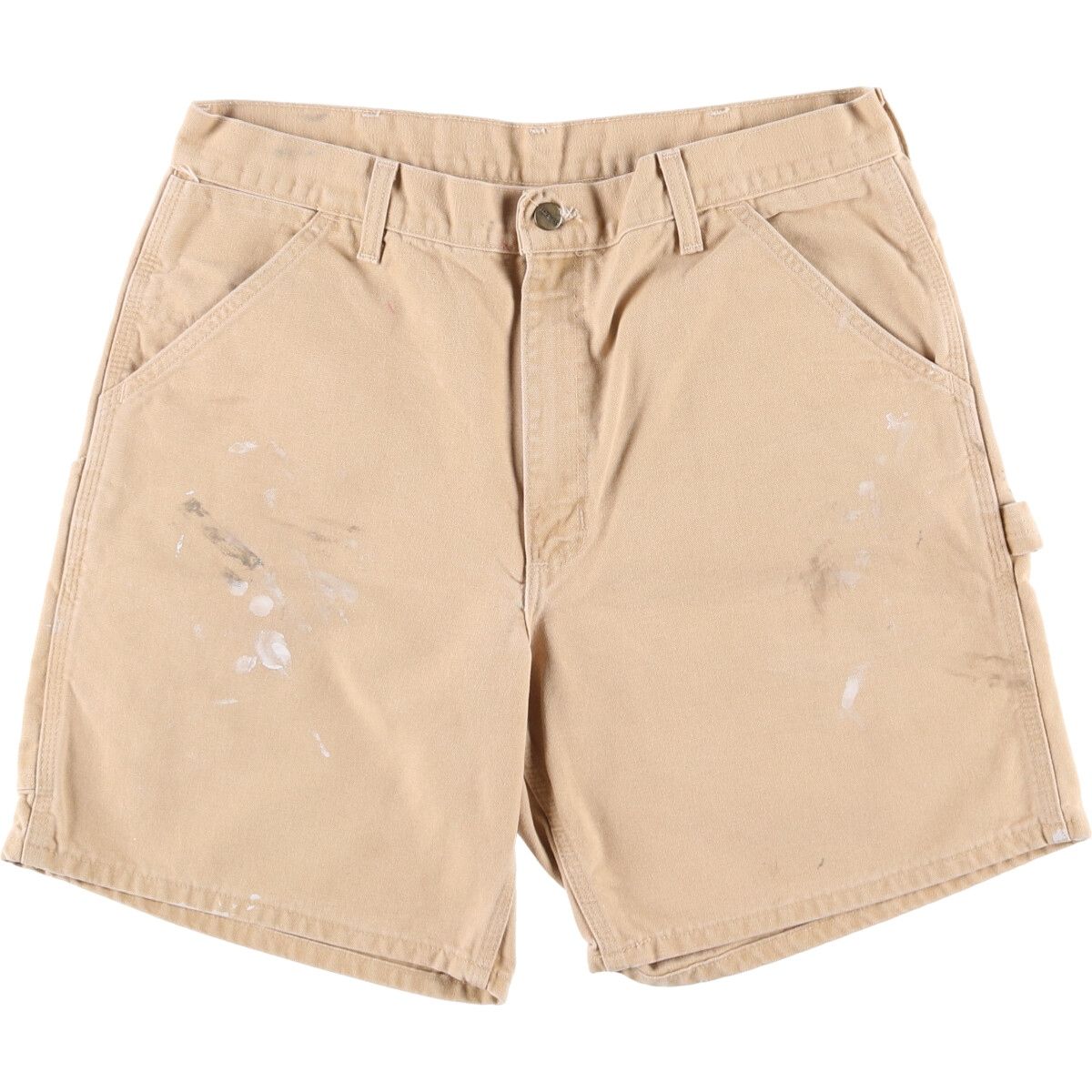ヴィンテージ カーハート ジーンズショートパンツ ベージュ USA製 ゆったり 古着 80~90年代 カーハート Carhartt ペイント ダック地