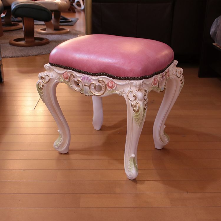ロココ調スツール ピンク チェア 玄関椅子 オットマン 家具 輸入家具