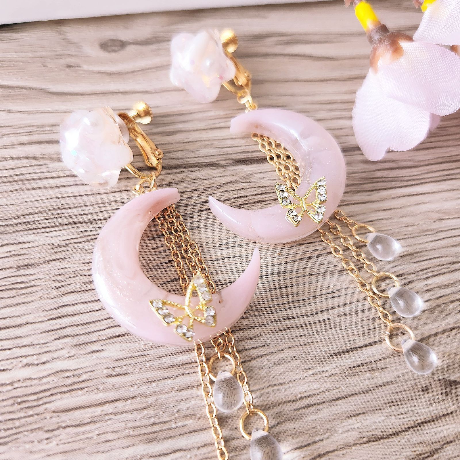 星 宇宙 イヤリング 揺れる フープ ノンホールピアス ピンクトルマリン 10月誕生石 プラチナ レディース イヤーカフ イヤーカフ 18k レディース k18 揺れる イヤリング 星 宇宙