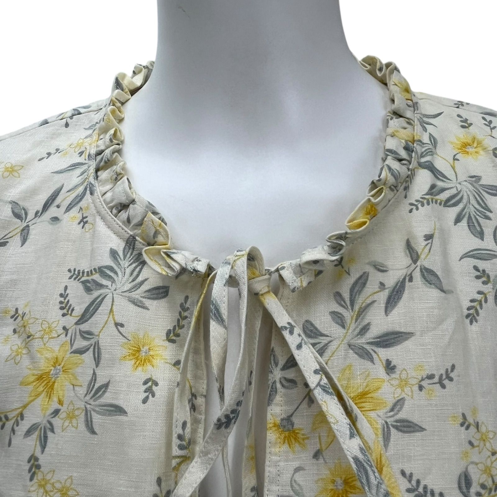 美品 ポロ ラルフローレン POLO RALPH LAUREN リネン 花柄 ブラウス 10 