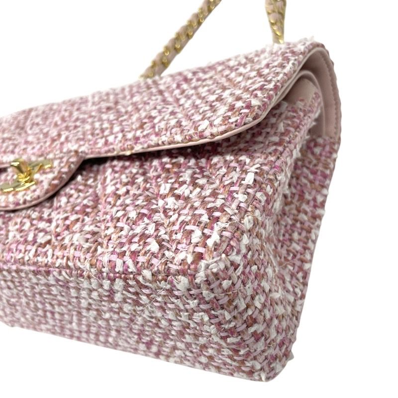 CHANEL】シャネル ツイード Wフラップ ショルダーバッグ