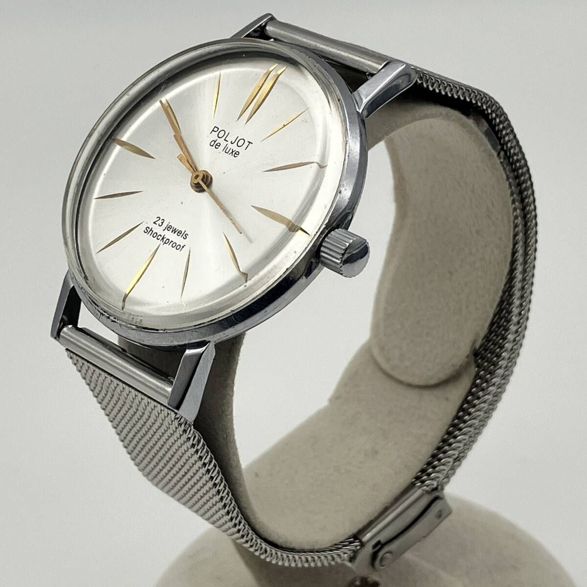 ポレオット 腕時計 自動巻き メンズ シルバー 珍しい ロゴ ブランド 革