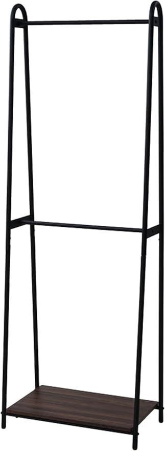 定番人気，大人気 【在庫処分】山善 ハンガーラック 幅66×奥行39.5×高さ188cm 2段 A型タイプ 棚板付き 全体耐荷重80kg 見せる収納 組立品 ウォルナット/ブラック ASH-T(WL/BK) 応募券