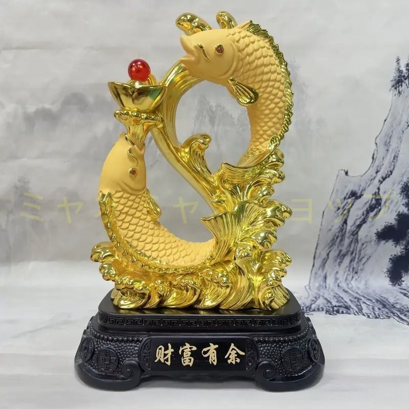 魚 置物 オブジェ ゴールド 金 黄金 幸運 長寿 縁起物 魔除け 厄除 開運 幸運 財運 金運 安産祈願 無病息災 子宝 健康運 リビング 玄関 オフィス インテリア