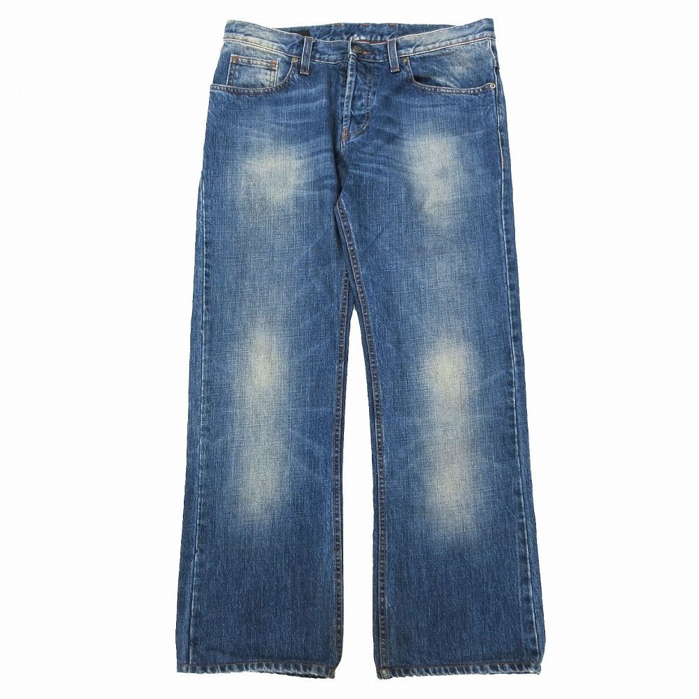 グッチ GUCCI ロゴ スター スタッズ デニム パンツ ジーンズ Gパン ウォッシュ ボトムス 212009 XZ211 46 M インディゴ ブルー ur255