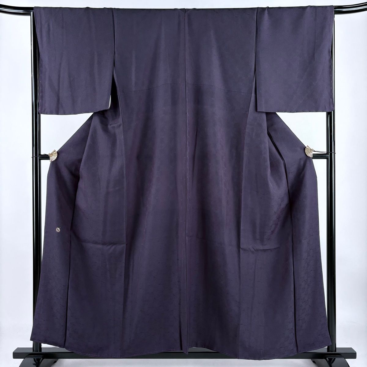 付下げ 身丈156cm 裄丈67.5cm L 袷 蛍 地紋 金彩 濃紫 正絹 秀品 一つ紋