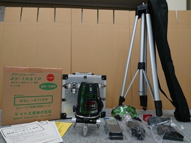 ♥品 マイト工業 グリーンレーザー墨出し器 マイティライン MGL-411GP-R 受光器 MK-402G エレベーター三脚 MEL-175付